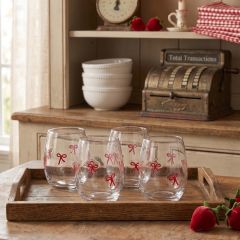 Red Bow Icon Clear Drinking Glass