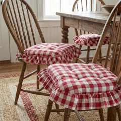 Red Buffalo Check Ruffled Chair Cushion