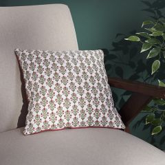 Red Floral Block Accent Pillow