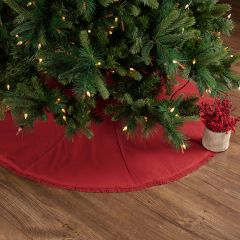 Red Fringed Burlap Tree Skirt 48 Inch