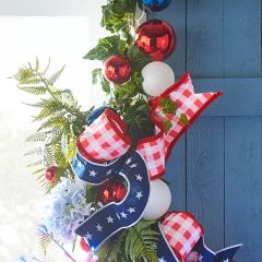 Red Gingham Check Wired Ribbon Roll