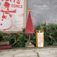 Red Metal Tree With Star Topper 13.75 Inch