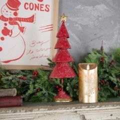 Red Metal Tree With Star Topper 14 Inch