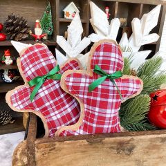 Red Plaid Gingerbread Mini Pillow Set of 2