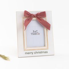 Red Stripe Bow Christmas Photo Frame