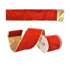 Red Velvet with Gold Trim Festive Holiday Ribbon