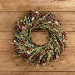 Red White and Blue Faux Grass Wreath
