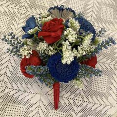 Red White and Blue Wood Floral Bouquet
