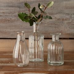 Reeded Glass Bud Vase Collection Set of 3