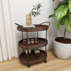 Refined Elegance 3 Tier Oval Bar Cart