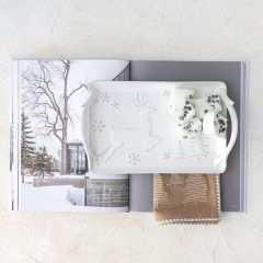 Reindeer Snowflakes Stoneware Tray