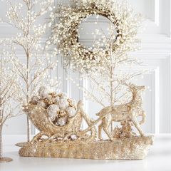 Reindeer with Sleigh Tabletop Decor