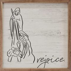 Rejoice Manger Whitewash Wall Art