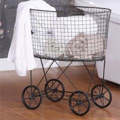 Vintage Inspired Rolling Laundry Basket