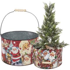 Retro Christmas Bucket Set of 2