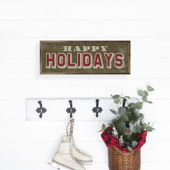 Retro Happy Holidays Green Framed Sign