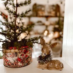 Retro Inspired Deer With Wreath