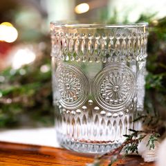 Retro Inspired Embossed Drinking Glass Set of 4