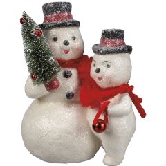 Retro Inspired Snowman Pair Figurine