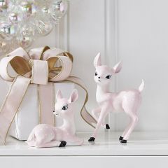 Retro Pink Deer Figurines Set of 2