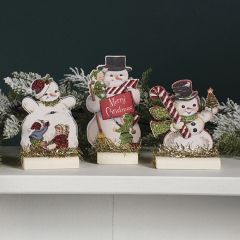Retro Snowmen Tabletop Decor Set of 3