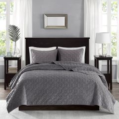 Reversible 3 Piece Faux Velvet Coverlet Set