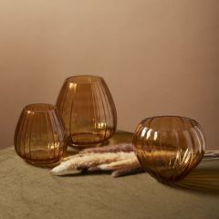 Ribbed Amber Glass Vase
