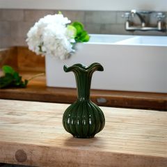 Ribbed Glass Trumpet Vase