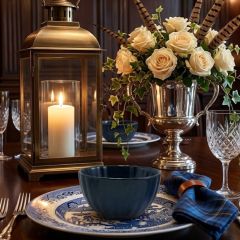 Ribbed Navy Stoneware Bowl Set of 4