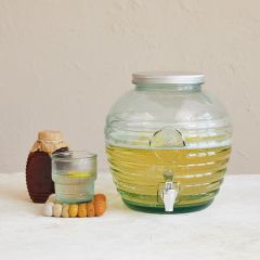 Ribbed Recycled Glass Beverage Dispenser