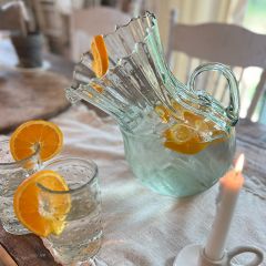 Large Ribbed Tilted Pretty Pitcher