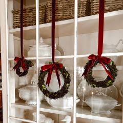 Ribbon Hanging Boxwood Wreath Set of 3