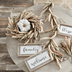 Rice Bush and Leaves Fall Floral Accent Wreath