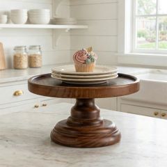 Rich Brown Wood Pedestal Riser