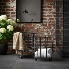 Rolling Industrial Metal Storage Baskets Set of 2
