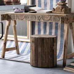 Rolling Reclaimed Wood Stump Stool