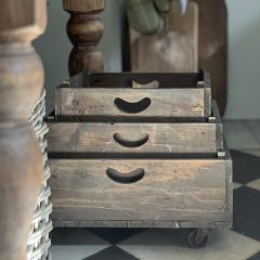 Rolling Square Wooden Crate Set of 3