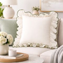 Romantic Cottage Ruffled Throw Pillow