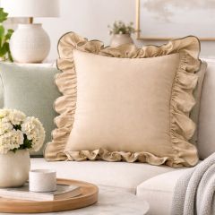 Romantic Cottage Ruffled Throw Pillow