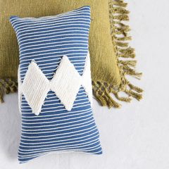 Rope Detailed Cotton Tufted Lumbar Pillow
