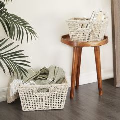 Rope Grid Weaved Storage Basket Set of 2