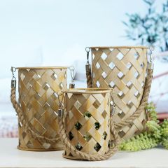 Rope Handled Basket Lantern Set of 3