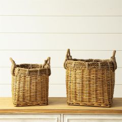 Rope Handled Wicker Basket Set of 2