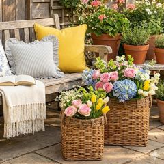 Rope Handled Wicker Basket Set of 2