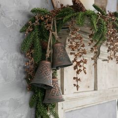 Rope Hanging Bronze Bell Cluster