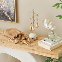 Rope Hanging Gold Metal Cone Bells Bag of 18