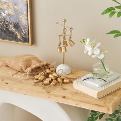 Rope Hanging Gold Metal Dome Bells Bag of 36