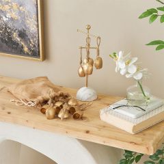 Rope Hanging Gold Metal Rounded Dome Bells Bag of 18