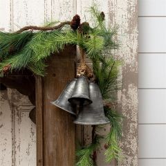 Rope Hanging Rustic Pewter Bells
