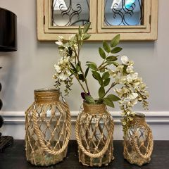 Rope Mesh Covered Glass Vase
